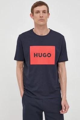 Zdjęcie produktu HUGO t-shirt bawełniany 50467952 kolor granatowy z nadrukiem 50467952