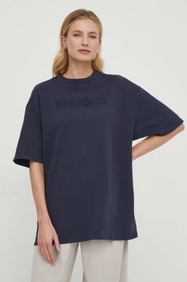 Zdjęcie produktu HUGO t-shirt bawełniany damski kolor granatowy 50514524