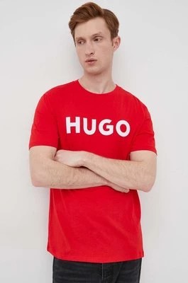 Zdjęcie produktu HUGO t-shirt bawełniany kolor czerwony z nadrukiem 50467556
