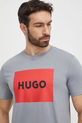 Zdjęcie produktu HUGO t-shirt bawełniany kolor szary z nadrukiem 50467952