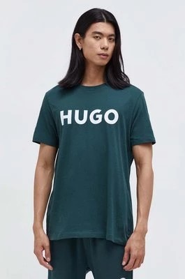 Zdjęcie produktu HUGO t-shirt bawełniany kolor zielony z nadrukiem 50467556