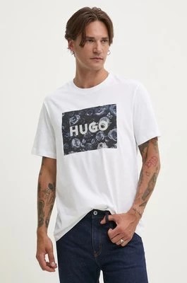 Zdjęcie produktu HUGO t-shirt bawełniany męski kolor biały z nadrukiem 50523999