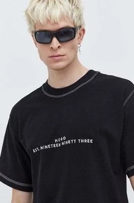 Zdjęcie produktu HUGO t-shirt bawełniany męski kolor czarny z aplikacją 50504718