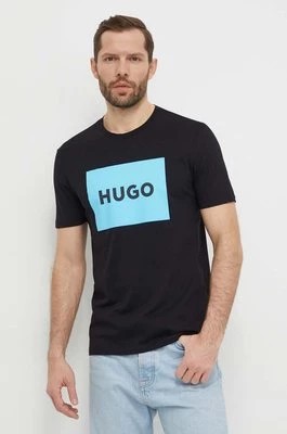 Zdjęcie produktu HUGO t-shirt bawełniany męski kolor czarny z nadrukiem 50467952