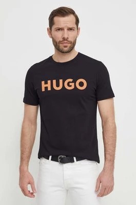 Zdjęcie produktu HUGO t-shirt bawełniany męski kolor czarny z nadrukiem 50513309