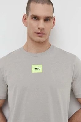 Zdjęcie produktu HUGO t-shirt bawełniany męski kolor szary z aplikacją 50447978