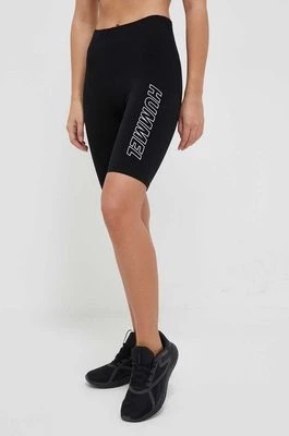 Zdjęcie produktu Hummel szorty Maja damskie kolor czarny z nadrukiem medium waist