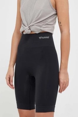 Zdjęcie produktu Hummel szorty treningowe Tif kolor czarny gładkie high waist