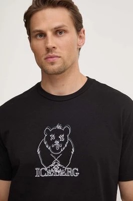 Zdjęcie produktu Iceberg t-shirt bawełniany męski kolor czarny z aplikacją F010 6306