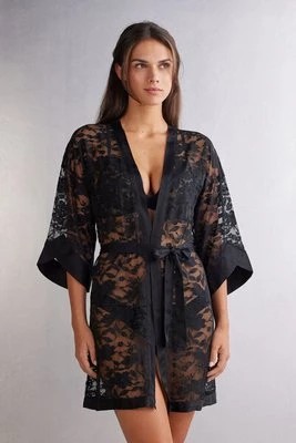 Zdjęcie produktu Intimissimi Kimono z Koronki i Satyny The Art of Romance Kobieta Czarny Rozmiar M/L