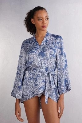 Zdjęcie produktu Intimissimi Kimono z Satyny Wiskozowej Flower Paisley Kobieta Niebieski Rozmiar M/L