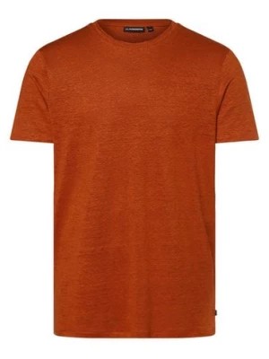 Zdjęcie produktu J.Lindeberg Męska koszulka lniana Mężczyźni len pomarańczowy|brązowy jednolity,