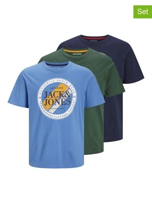 Zdjęcie produktu Jack & Jones Koszulki (3 szt.) w kolorze błękitnym, oliwkowym i granatowym rozmiar: M