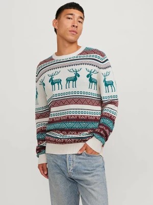 Zdjęcie produktu Jack & Jones Sweter "Xmas Snowball" w kolorze biało-błękitnym rozmiar: S