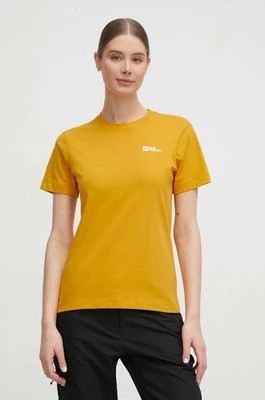 Zdjęcie produktu Jack Wolfskin t-shirt bawełniany Essential damski kolor żółty 1808352