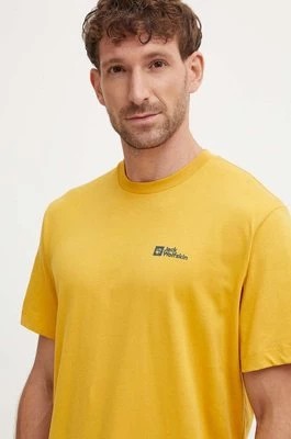 Zdjęcie produktu Jack Wolfskin t-shirt bawełniany Essential kolor żółty gładki 1808382