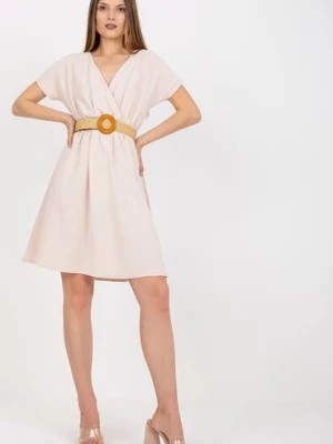 Zdjęcie produktu Jasnobeżowa letnia sukienka na co dzień z bawełny RUE PARIS