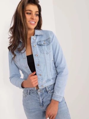 Zdjęcie produktu Jasnoniebieska damska kurtka jeansowa z denimu
