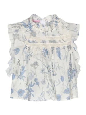 Zdjęcie produktu Jasnoniebieska Koszula z Kwiatowym Wzorem dla Dziewczynek Blumarine