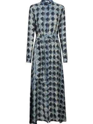 Zdjęcie produktu Jasnoniebieska Sukienka z Dekoltem V i Długimi Rękawami Obidi
