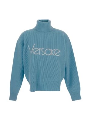 Zdjęcie produktu Jasnoniebieski Sweter z Długimi Rękawami z Wełny Versace