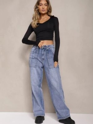 Zdjęcie produktu Jasnoniebieskie Jeansy High Waist o Kroju Palazzo z Szerokimi Nogawkami Xavina