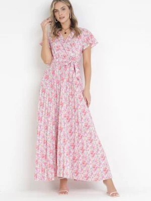 Zdjęcie produktu Jasnoróżowa Sukienka Maxi z Plisowanym Dołem i Gumką w Pasie Maal