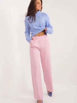 Zdjęcie produktu Jasnoróżowe proste spodnie damskie eleganckie RUE PARIS