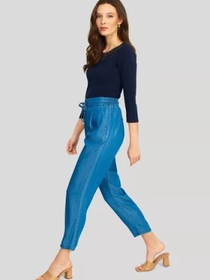Zdjęcie produktu Jeansowe luźne spodnie damskie - niebieskie Greenpoint