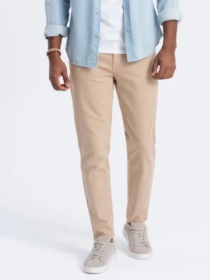 Zdjęcie produktu Jeansowe spodnie męskie bez przetarć SLIM FIT - beżowe V8 OM-PADP-0148
 -                                    XXL