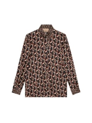 Zdjęcie produktu Jedwabna koszula z wzorem łańcucha Gucci