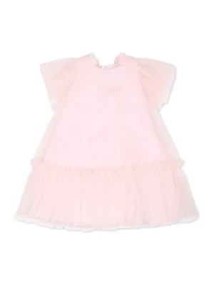 Zdjęcie produktu Jedwabna różowa sukienka z tiulowym nadrukiem Fendi