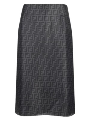Zdjęcie produktu Jedwabna spódnica midi z monogramem Fendi