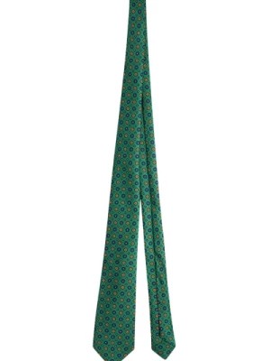 Zdjęcie produktu Jedwabny Krawat z Kwiatowym Wzorem - Ręcznie Wykonany z Tradycyjną Techniką Składania Kiton
