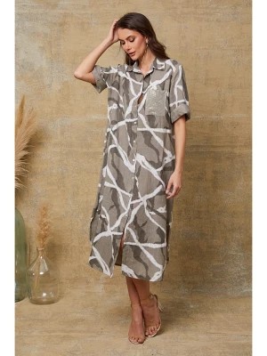 Zdjęcie produktu Joséfine Lniana sukienka "Liroi" w kolorze szarobrązowo-białym rozmiar: XXL