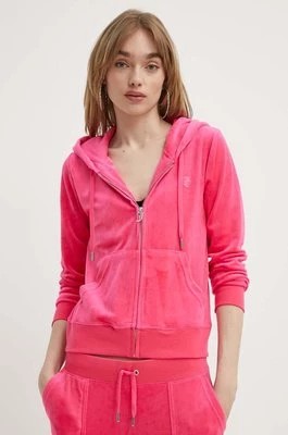 Zdjęcie produktu Juicy Couture bluza welurowa kolor różowy z kapturem gładka JCAP176EU