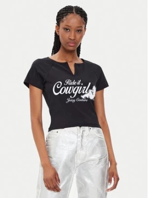 Zdjęcie produktu Juicy Couture T-Shirt Ride A Cowgirl JCWCT23333 Czarny Slim Fit