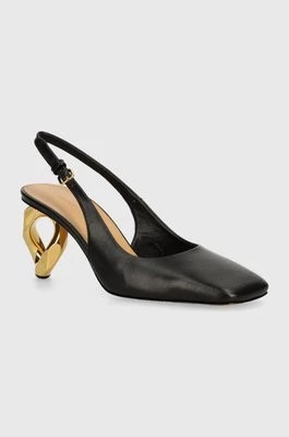 Zdjęcie produktu JW Anderson czółenka skórzane Chain Heel kolor czarny na słupku z odkrytą piętą ANW43022A