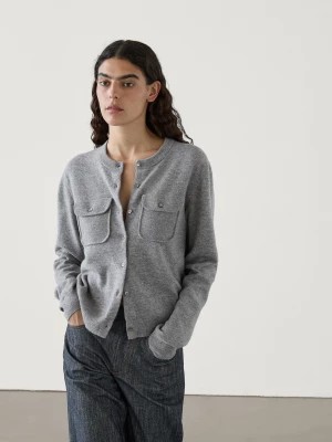 Zdjęcie produktu Kardigan Z Kieszeniami Z Wełnianej Mieszanki - Szary - - Massimo Dutti - Kobieta