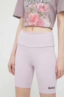 Zdjęcie produktu Karl Kani szorty damskie kolor różowy z aplikacją medium waist