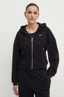 Zdjęcie produktu Karl Lagerfeld bluza bawełniana damska kolor czarny z kapturem gładka 245W2112