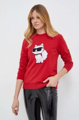 Zdjęcie produktu Karl Lagerfeld bluza damska kolor czerwony z aplikacją
