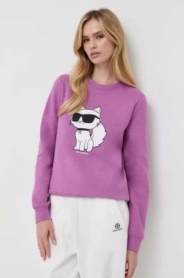 Zdjęcie produktu Karl Lagerfeld bluza damska kolor fioletowy z aplikacją