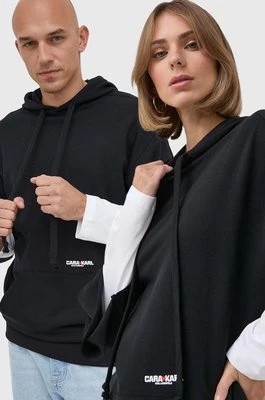 Zdjęcie produktu Karl Lagerfeld bluza Karl Lagerfeld x Cara Delevingne unisex kolor czarny z kapturem z aplikacją