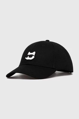 Zdjęcie produktu Karl Lagerfeld czapka z daszkiem bawełniana kolor czarny z aplikacją