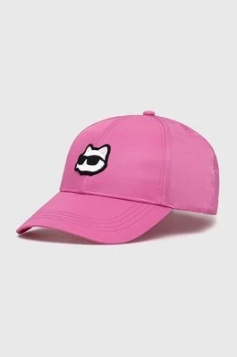 Zdjęcie produktu Karl Lagerfeld czapka z daszkiem kolor różowy z aplikacją
