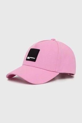 Zdjęcie produktu Karl Lagerfeld Jeans czapka z daszkiem bawełniana kolor różowy z aplikacją