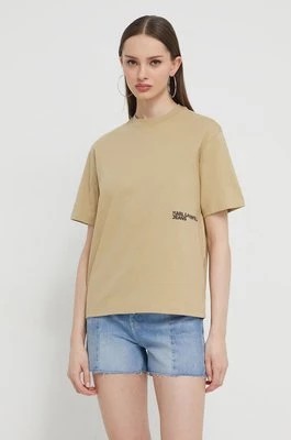 Zdjęcie produktu Karl Lagerfeld Jeans t-shirt bawełniany damski kolor beżowy