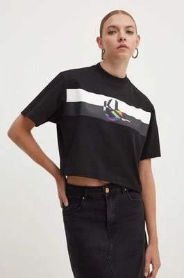 Zdjęcie produktu Karl Lagerfeld Jeans t-shirt bawełniany damski kolor czarny 245J1710