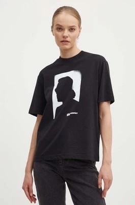 Zdjęcie produktu Karl Lagerfeld Jeans t-shirt bawełniany damski kolor czarny 245J1711